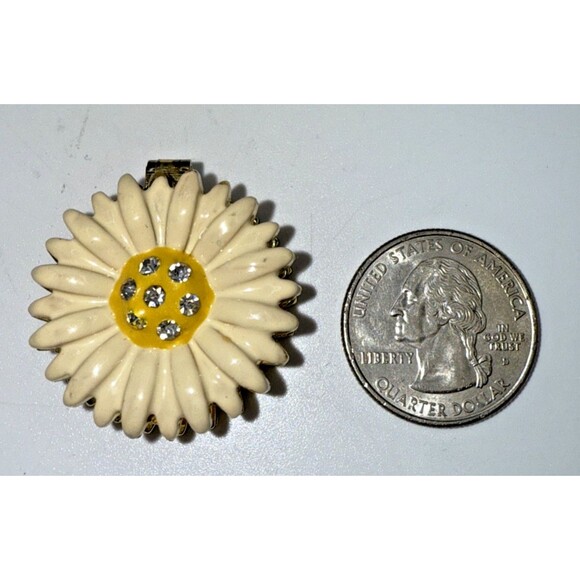 Vintage ART FORM Enamel Daisy/Floral Metal Jeweled Trinket Box - Picture 9 of 10